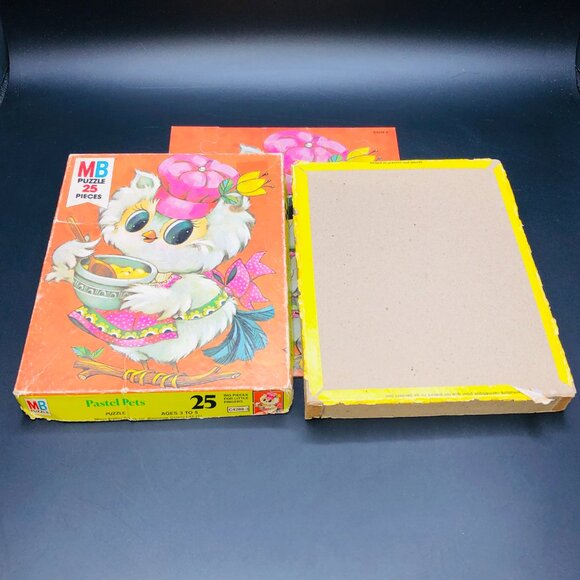 Vintage 60s Milton Bradley PASTEL PETS Lady Owl 25 Piece Jigsaw Puzzle COMPLETE - Picture 12 of 15